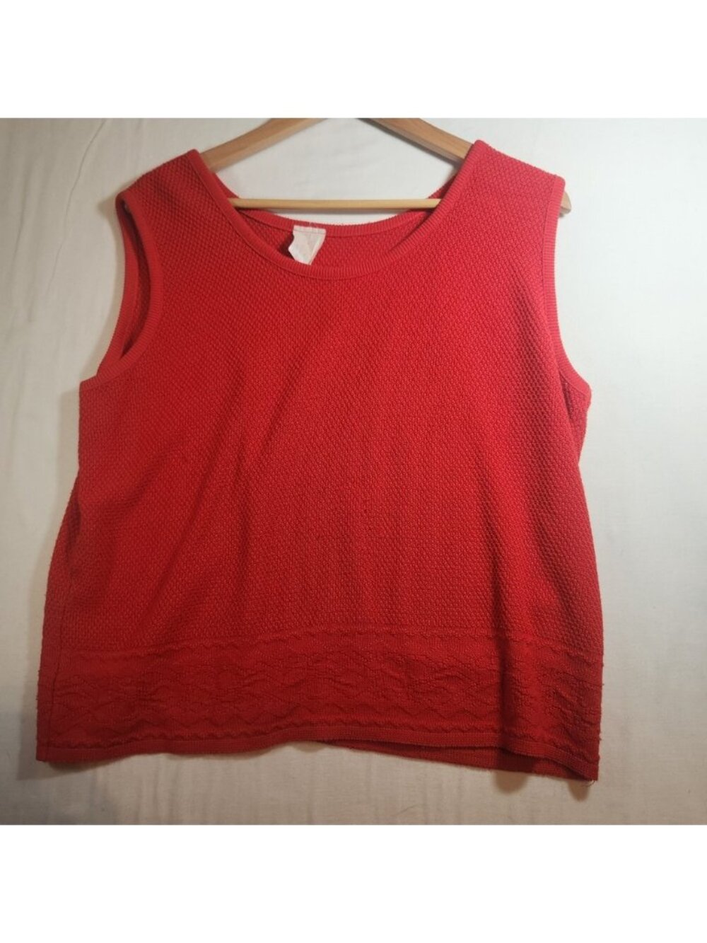 Vintage avon Red Knit Sweater Vest Scoop Neck Textured‎ Sleeveless Top XXL